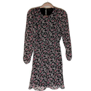 Banana Republic Dress SZ XSP Black Green Pink Floral Bohochic Business Casual